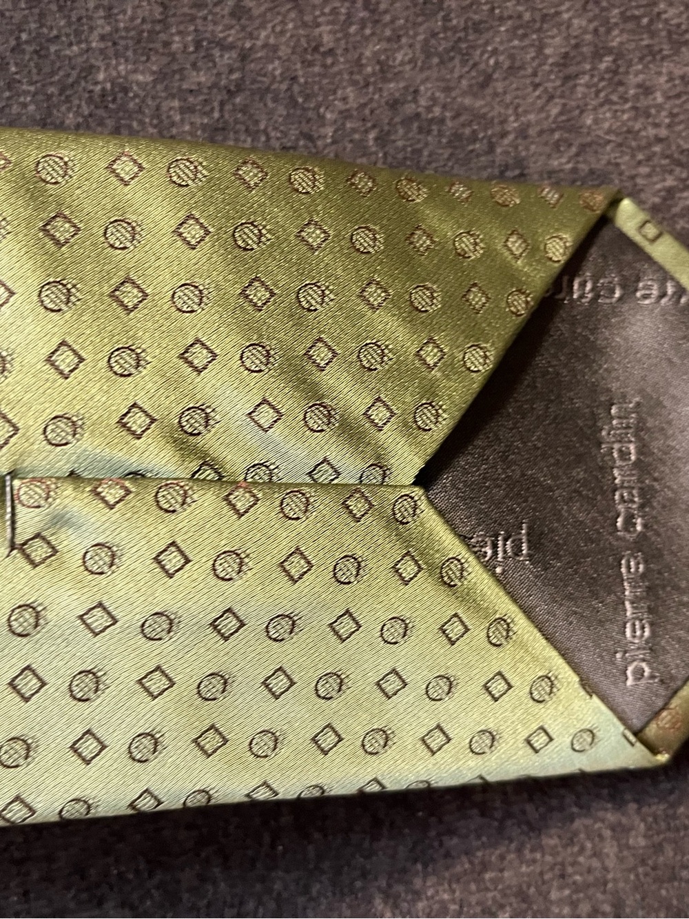 Pierre Cardin Green Silk Tie with Micro Geometric Print - Picture 4 of 4
